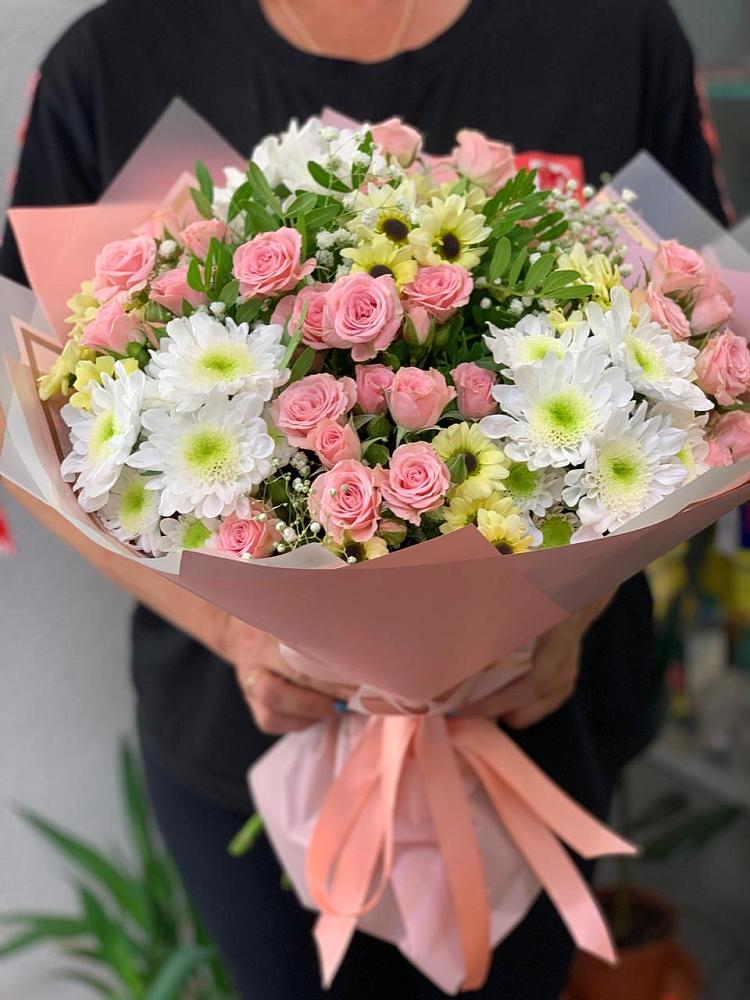 Букет цветов из: Розы и Хризантемы в Дружинино