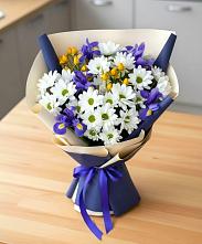 Букет цветов из:  Розы, Ирисы и Хризантемы в Дружинино