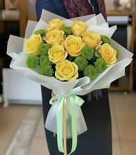 Букет цветов из:  Хризантемы и Розы в Дружинино