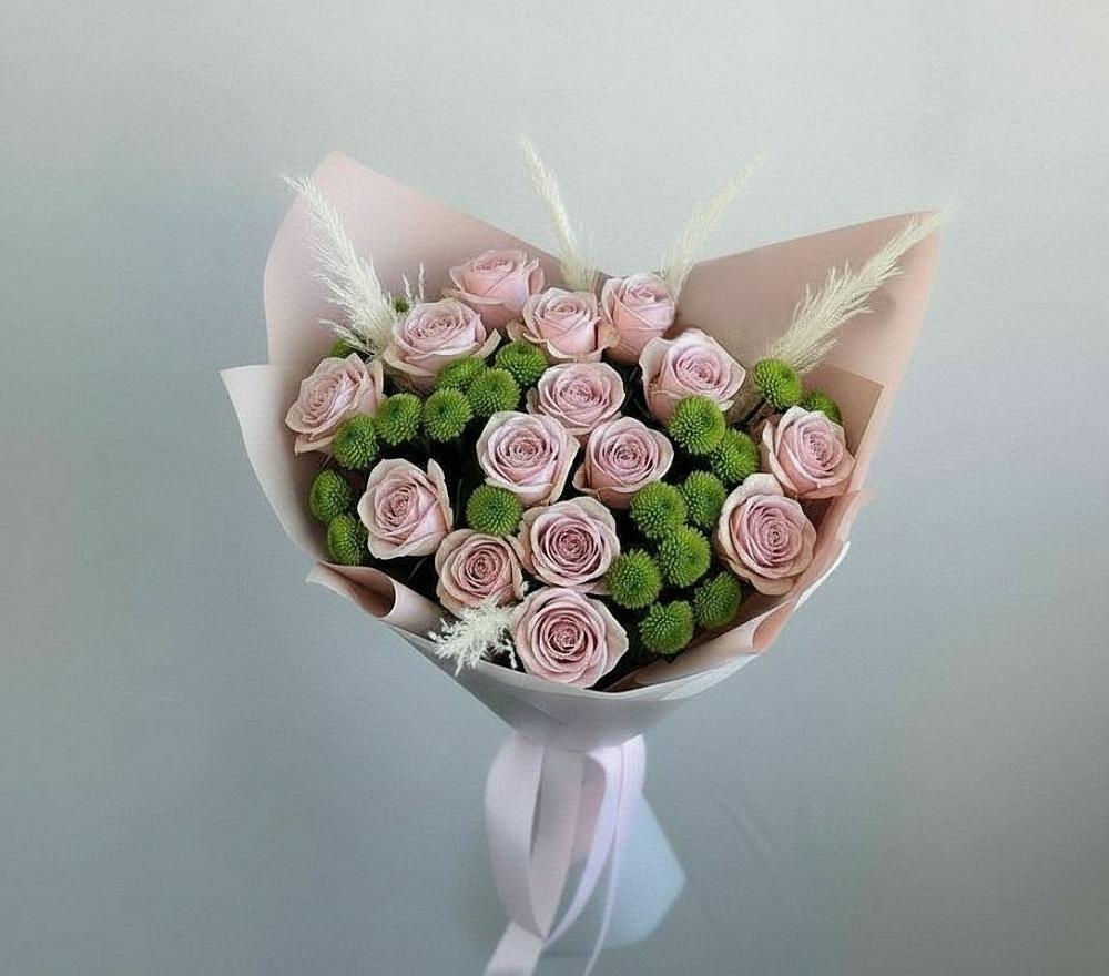 Букет цветов из: Розы и Хризантемы в Дружинино