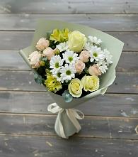 Букет цветов из:  Альстромерии, Розы и Хризантемы в Дружинино
