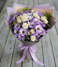 Букет цветов из:  Хризантемы и Розы в Дружинино